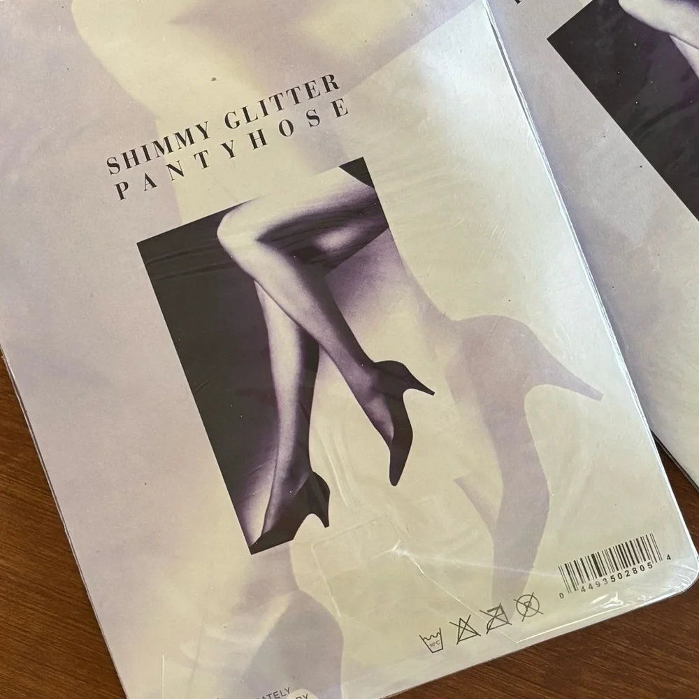 2 Vintage Agacci Italian, gold shimmer pantyhose. Fits 5' to 5' 10